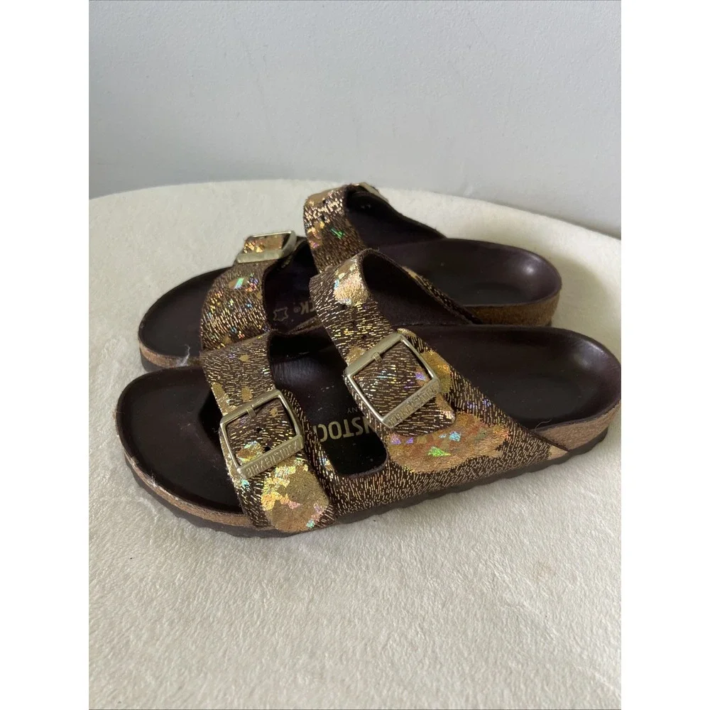 Birkenstock Exquisite Arizona Lux Metallic Sandals Size 36 Brown Free People